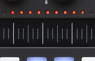 detail image of PreSonus Atom SQ top panel showing loop point LED lamps