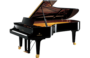 3/4 view of Yamaha CFX concert grand piano