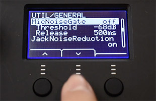 Yamaha EAD10 module settings showing microphone noise gate threshold and release time settings