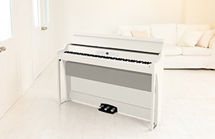 lifestyle image of Korg G1B Air digital piano in living room