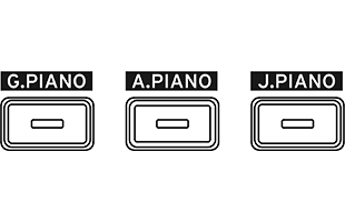 illustration of piano selection buttons on Korg G1B Air digital piano