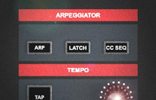 detail image from Kurzweil K2700 control panel showing arpeggiator controls