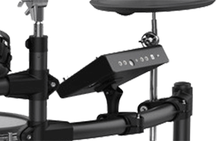 detail front image of Kat Percussion KT-300 showing back of module mounted on rack