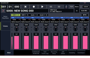 screen image from Korg Nautilus showing sequencer playback interface