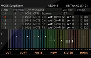 screen image from Kurzweil PC4-7 showing sequencer interface