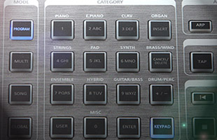 detail image of Kurzweil PC4-7 panel showing category buttons