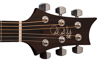 detail image of PRS SE A40E showing top of headstock